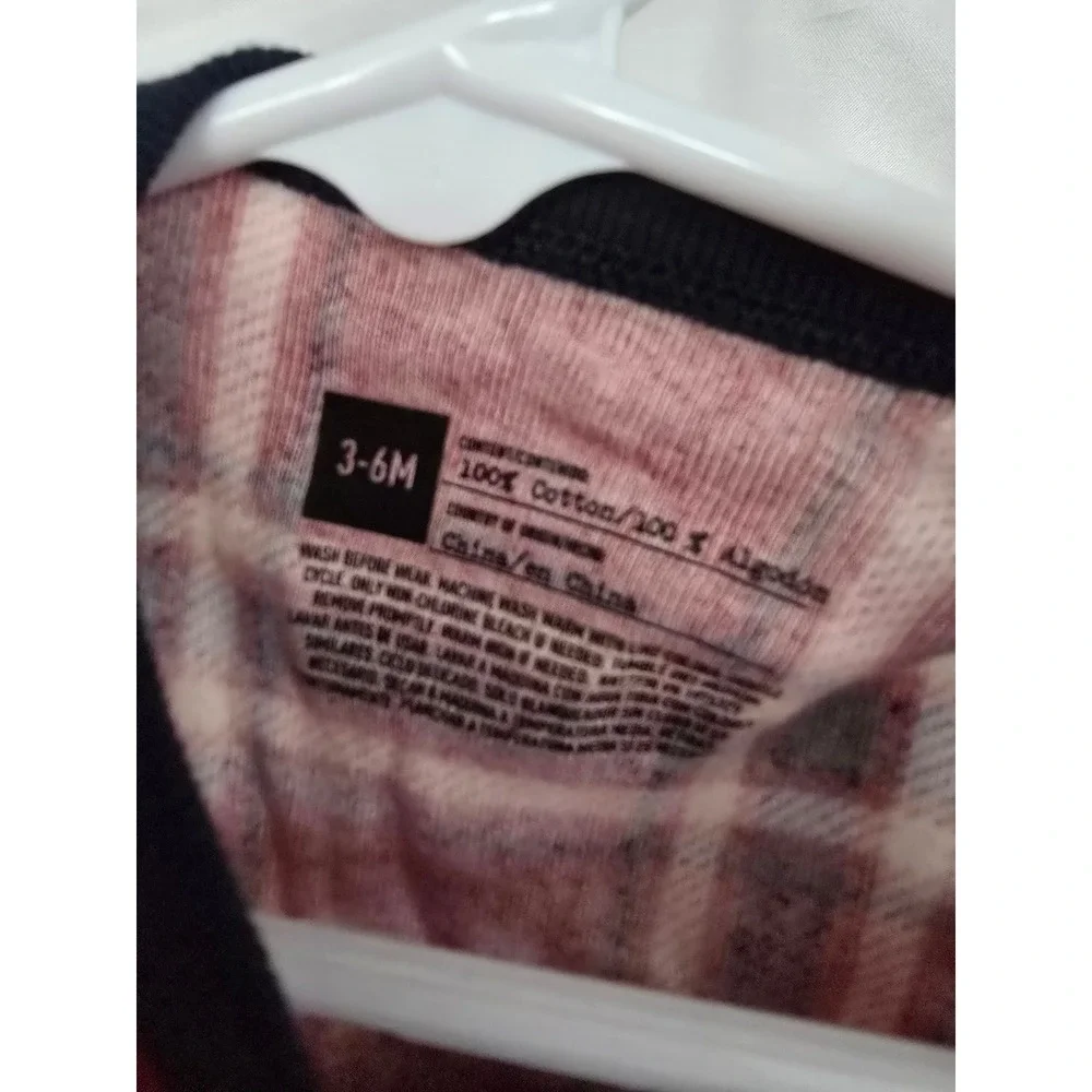 Kids Red Plaid Long Sleeve Footed Pajamas‎ Sleepwear Size 3-6months